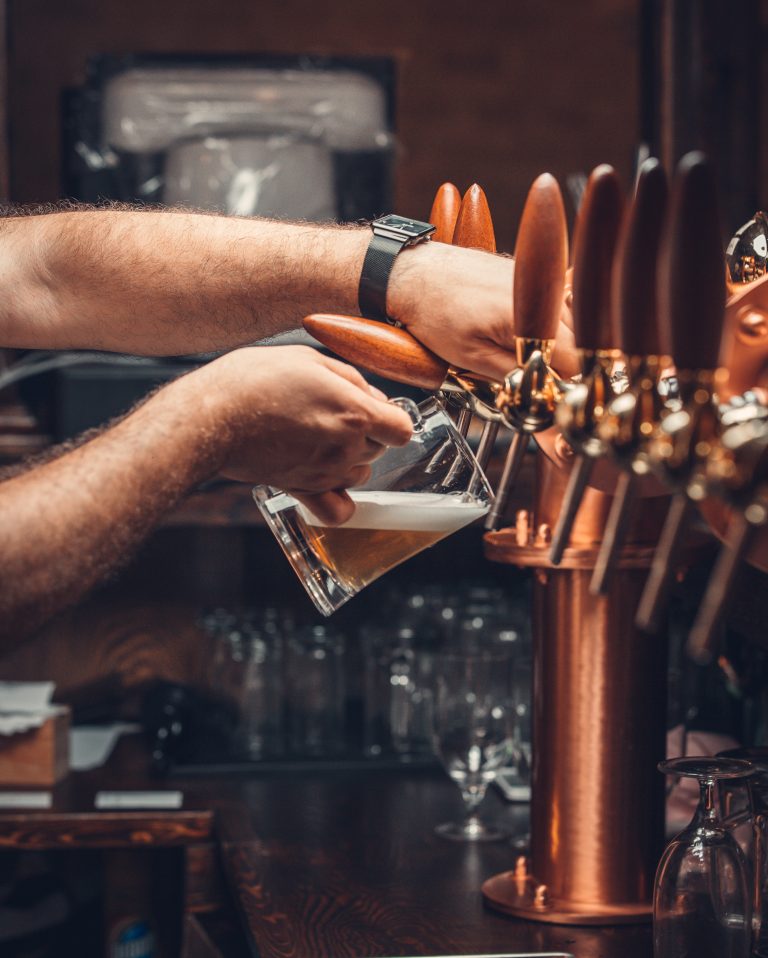 filtered beer with foam